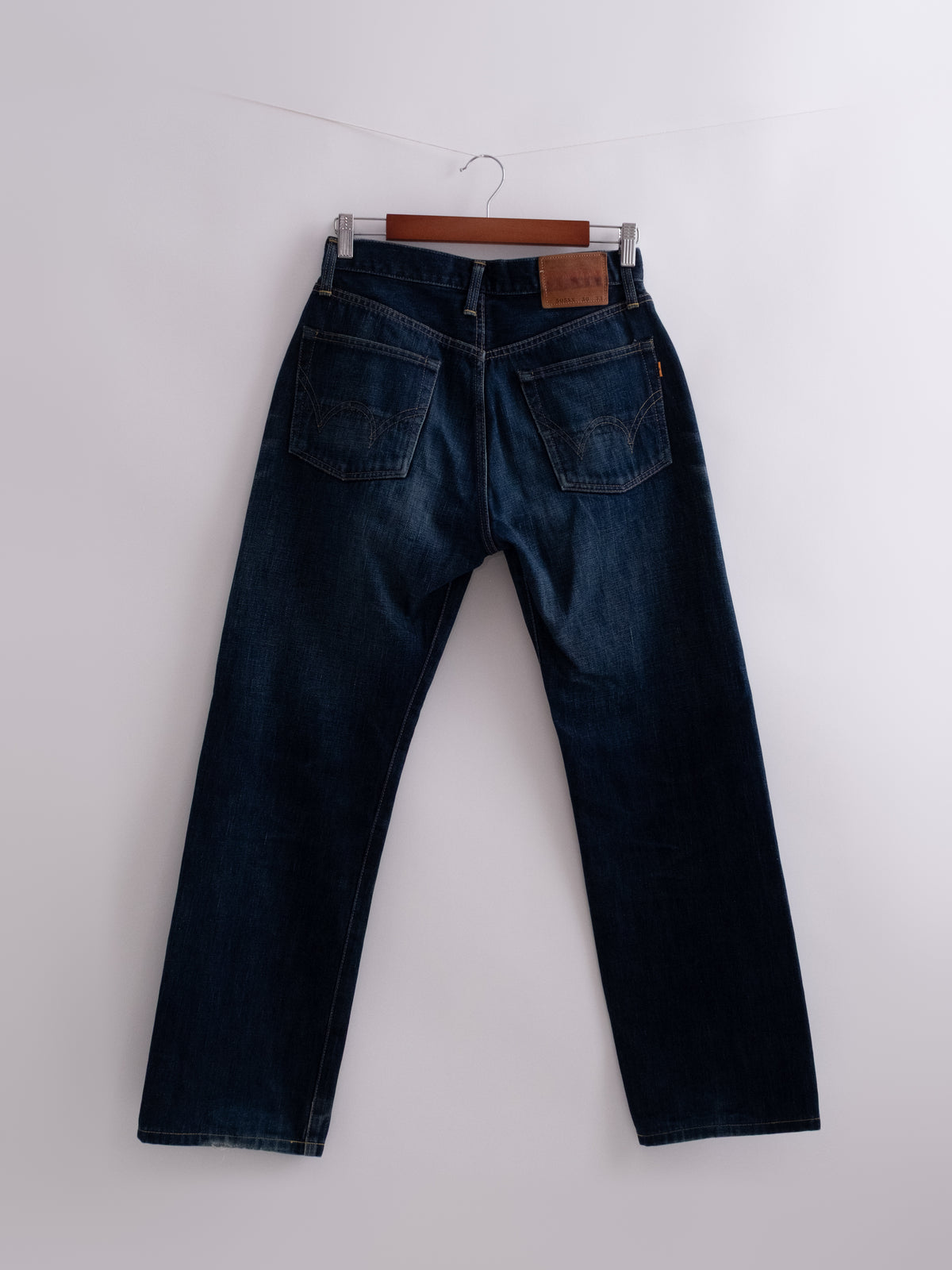 Edwin selvedge denim, hanging back view
