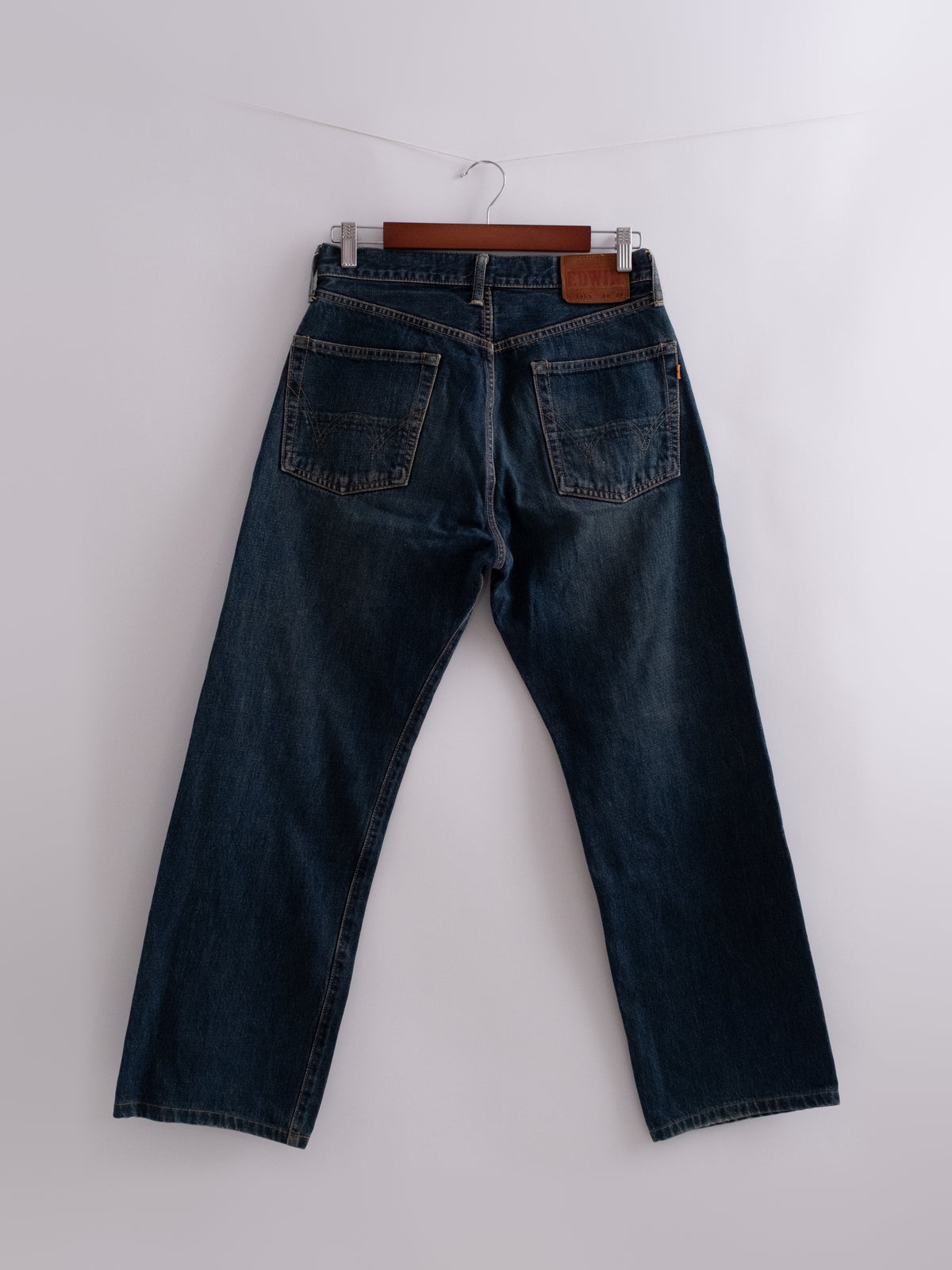 Edwin selvedge denim, hanging back view