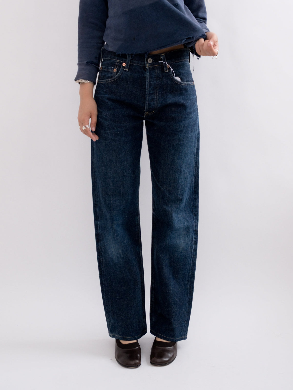 920-27 denim, item-focused front view