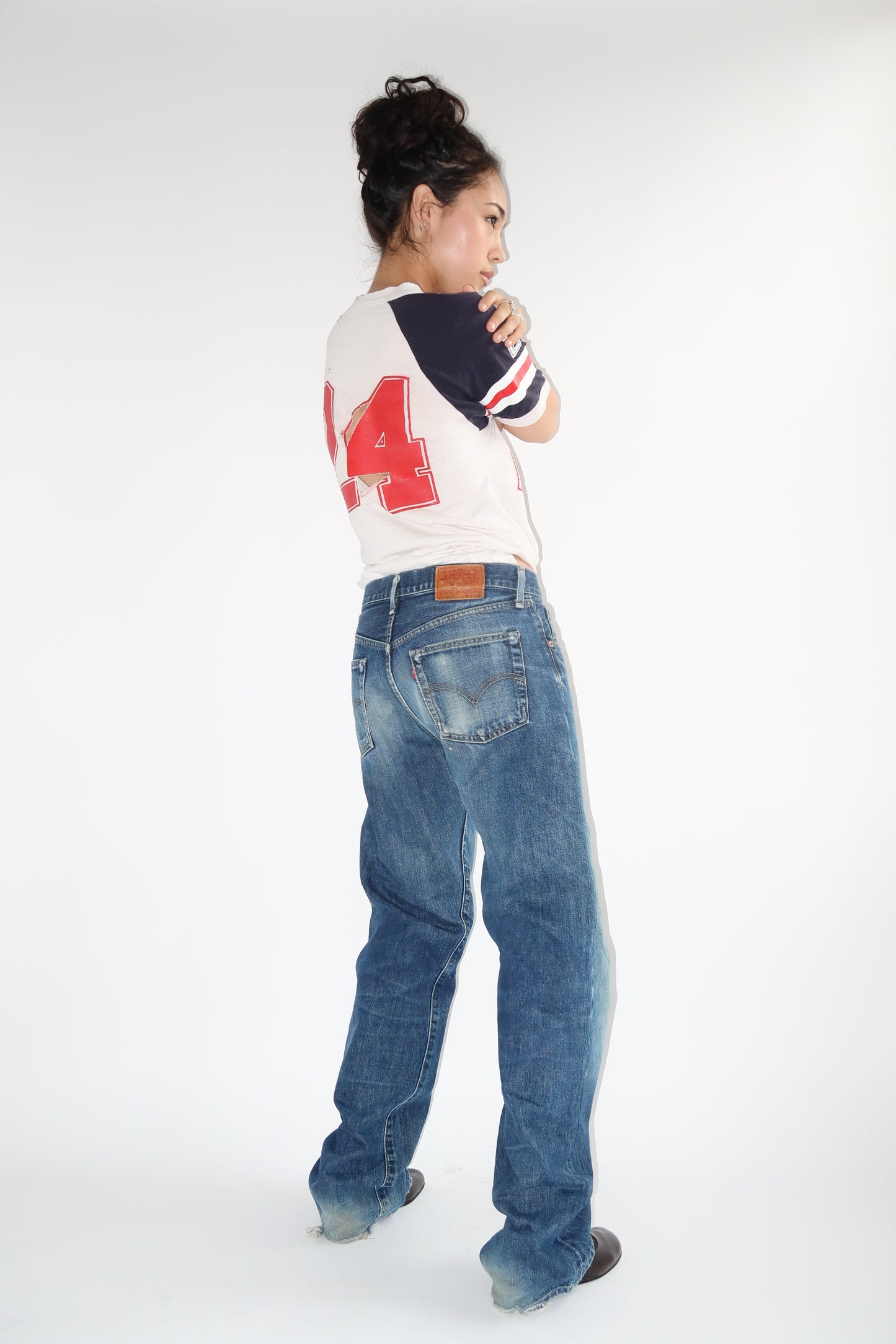 Levi's 1990s Japanese Big E Selvedge Jeans, Whiskered Wash (27 x 26)